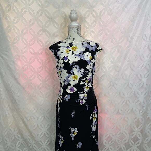 Lauren Ralph Lauren Floral Faux Wrap Jersey Sheath Spring Dress Size 8 - Picture 6 of 14